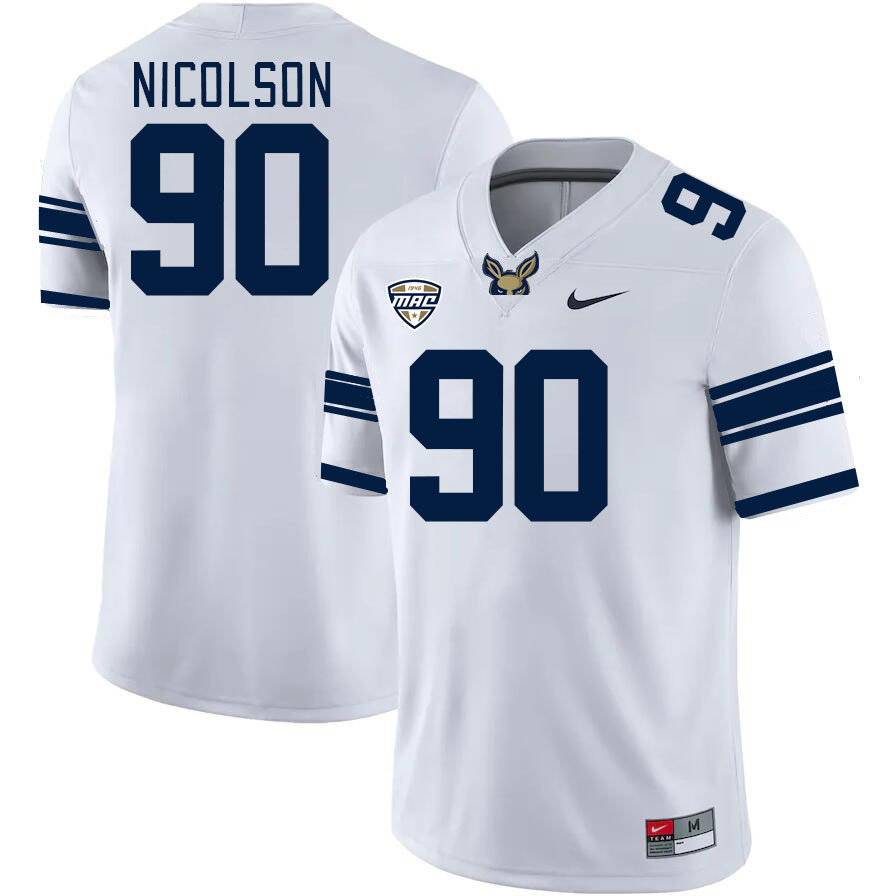 Men-Youth #90 Drew Nicolson Akron Zips 2023 College Football Jerseys Stitched-White